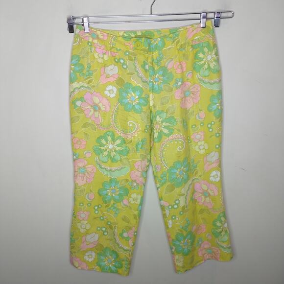 Sigrid Olsen Floral Linen Cropped Pants - Picture 1 of 10